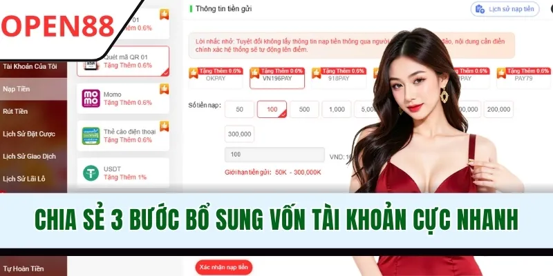 Nạp Tiền OPEN88 - Thao Tác Cực Nhanh, 2 Phút Thành Công